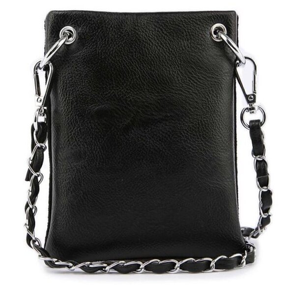 Patriotic Red White Blue Rhinestone Bling Black Hobo Crossbody Mini Phone Bag - Picture 4 of 13